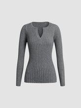 Solid Textured V-neck Knit Top
